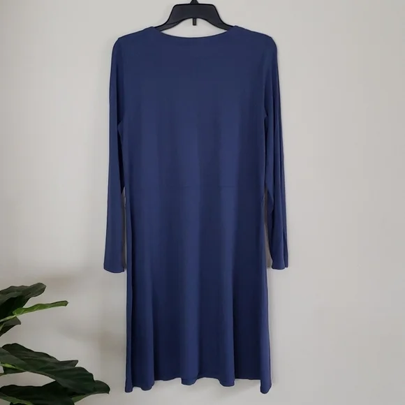 J Jill weaver collection, blue long sleeve dress, flowy, soft, crew neck. Sz M - Picture 7 of 7
